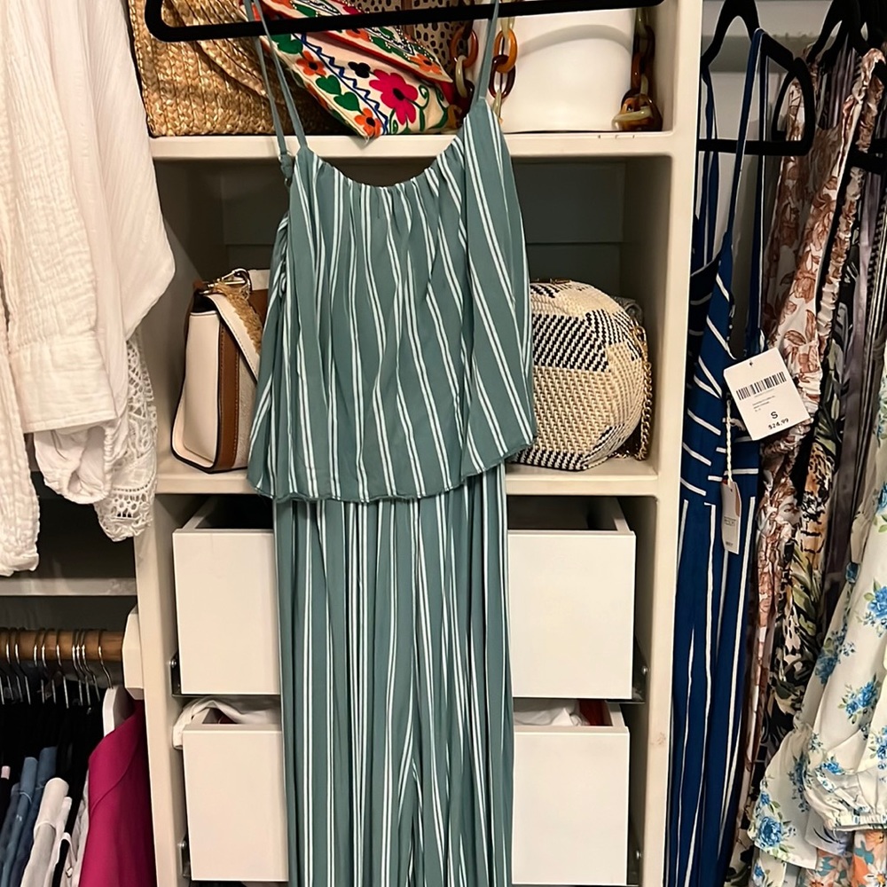 Sage green soft jumpsuit, new with tags